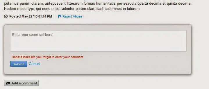 Report Abuse Widget Validating Empty Content